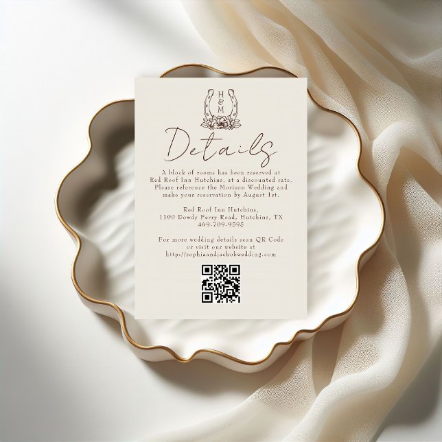 Carte D'accompagnement Horseshoe Floral Western Boho Mariage Détail (Créateur téléchargé)