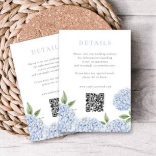 Carte D'accompagnement Hortensia Bleu Détails Modernes avec Code QR, Peti