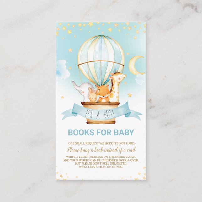 Carte D'accompagnement Hot Air Balloon Jungle Animaux Garçon Apportez un  (Devant)