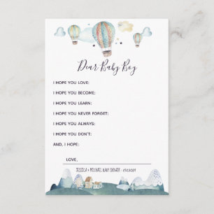 Carte D'accompagnement Hot Air Balloon Party Désirs pour Baby Advice Card