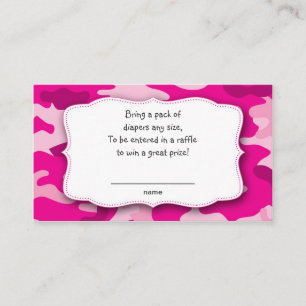 Carte D'accompagnement Hot rose Fuchsia Camo tombola tickets insérer des