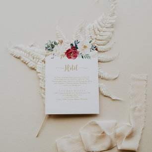 Carte D'accompagnement Hôtel classique Gold Burgundy White Floral