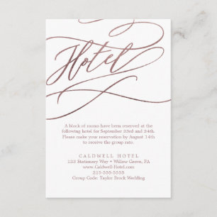 Carte D'accompagnement Hôtel romantique Rose Gold Calligraphy
