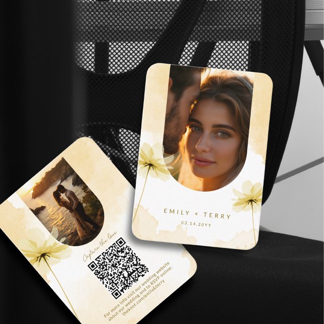 Carte D'accompagnement Hour d'or Grace 2 Photo QR Code Wedding RSVP (Créateur téléchargé)