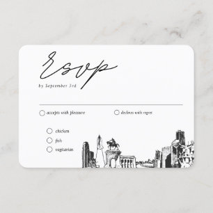 Carte D'accompagnement Houston Mariage traditionnel Repas RSVP Option