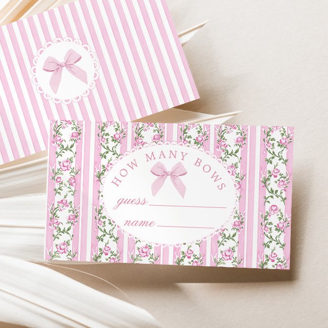 Carte D'accompagnement How many Bows Coquette Pink Bow Baby Shower (Créateur téléchargé)