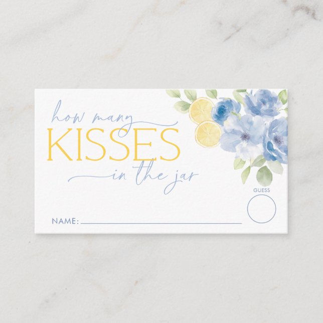 Carte D'accompagnement How many kisses Blue Lemon Bridal Shower  (Devant)