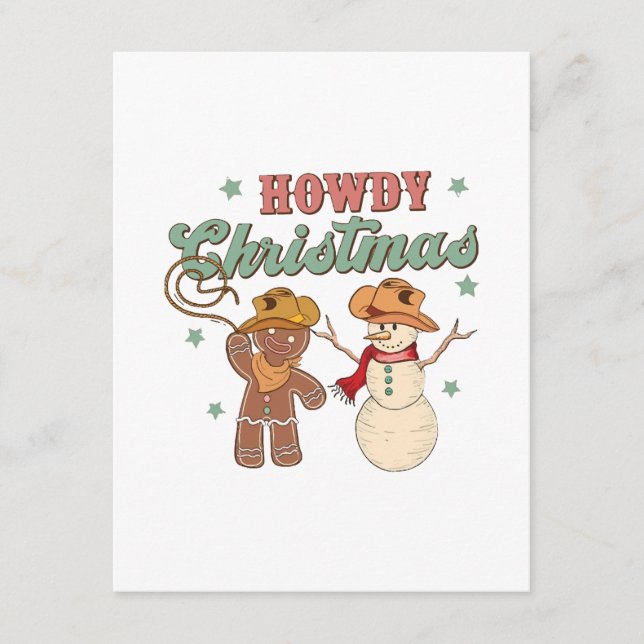 Carte D'accompagnement Howdy Christmas Cowboy Snowman Western Funny (Devant)