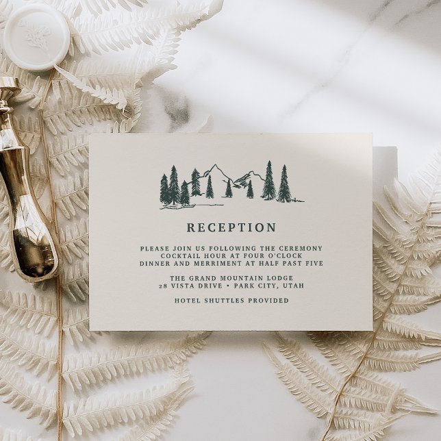 Carte D'accompagnement Hunter Green | Réception de mariage avec croquis d (Créateur téléchargé)