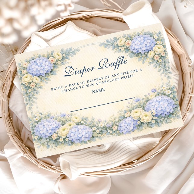 Carte D'accompagnement Hydrangea Bleu Poussiéreux Baroque Floral Diapper  (Créateur téléchargé)
