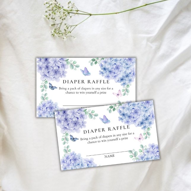 Carte D'accompagnement Hydrangea Jardin Floral Barreau Baby shower de raf (Hydrangea Floral Garden Diaper Raffle Baby Shower Enclosure Card)