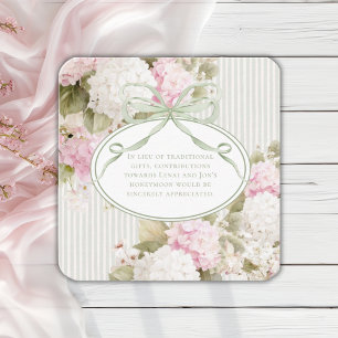 Carte D'accompagnement Hydrangeas Roses Blanches Salle de Bain de Mariage
