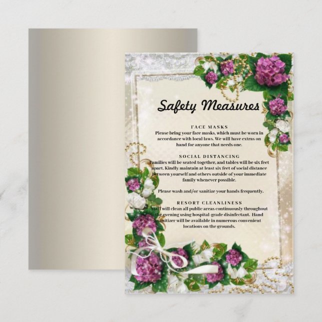 Carte D'accompagnement Hydrangée Violette Et Mesures De Sécurité De La De (Devant / Derrière)