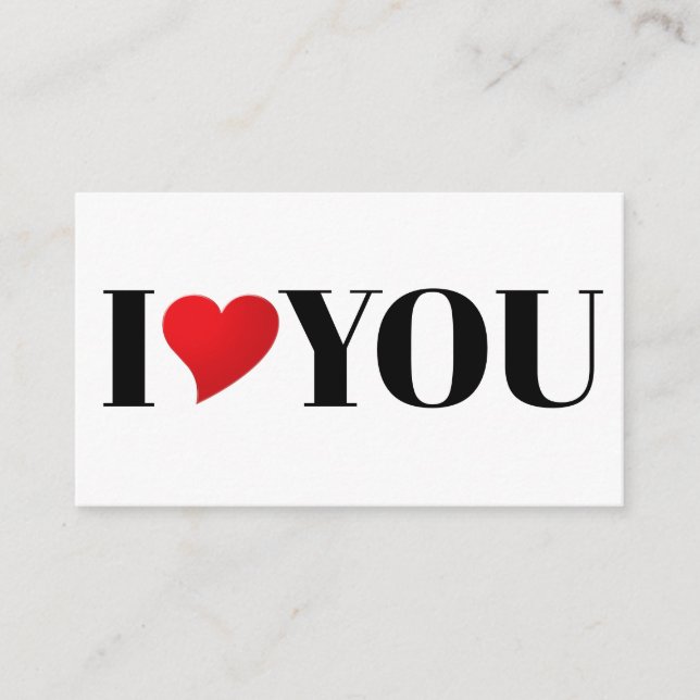 Carte D'accompagnement I Love You coeur rouge typographie moderne mignonn (Devant)