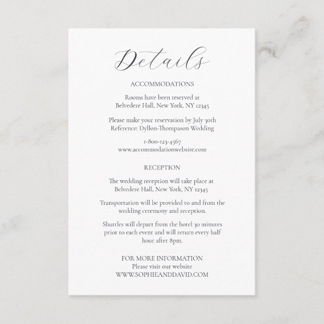 Carte D'accompagnement Ice Blue Snowflake Winter Wedding Détails (Devant)