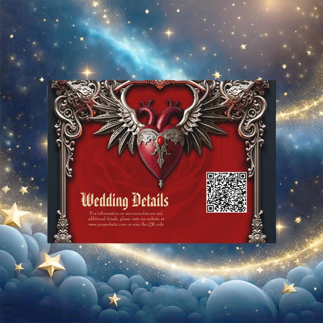 Carte D'accompagnement Icône gothique romantique : coeur, rose, crâne. (Créateur téléchargé)