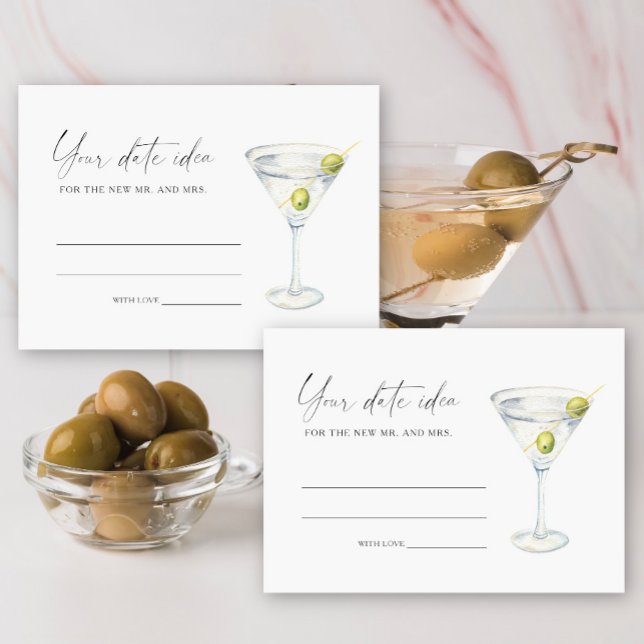 Carte D'accompagnement Idées de douche de mariée Dry Martini Pot à date (Créateur téléchargé)