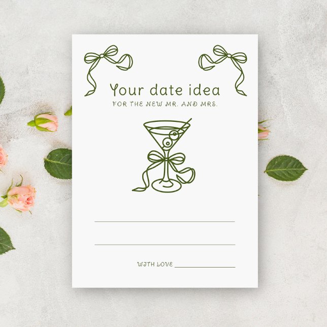 Carte D'accompagnement Idées de jar de date de douche nuptiale de Martini (Créateur téléchargé)