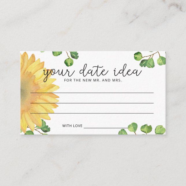 Carte D'accompagnement Idées de soirée au tournesol à l'aquarelle \ Pot à (Devant)