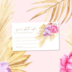 Carte D'accompagnement Idées de soirée en amoureux Bohème Pampas Floral \