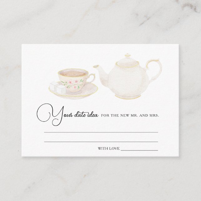 Carte D'accompagnement Idées de soirée pour un Tea Party de douche de mar (Devant)