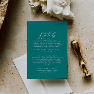 Carte D'accompagnement Idyllic Stylish Calligraphie Mariage Turquoise Dét