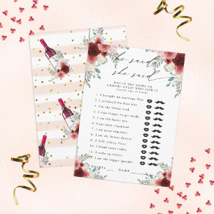 Carte D'accompagnement Il A Dit, Elle A Dit Wine Floral Party