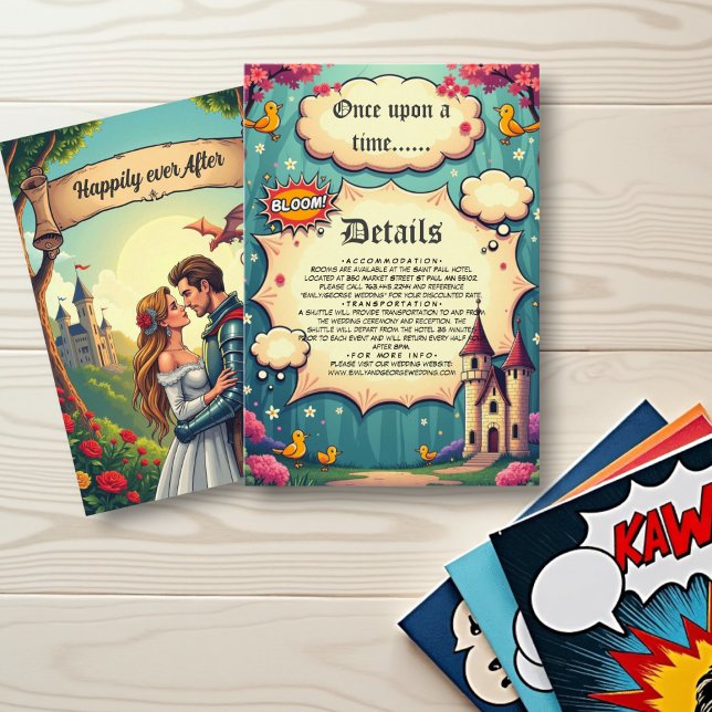 Carte D'accompagnement Il Était Une Fois Woodland Castle Fairytale Mariag (Créateur téléchargé)