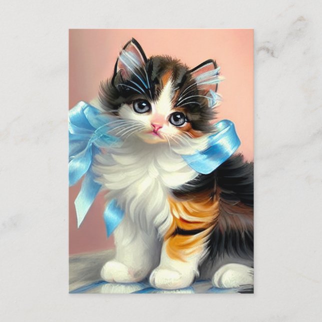 Carte D'accompagnement Illustration de chaton calico vintage (Devant)