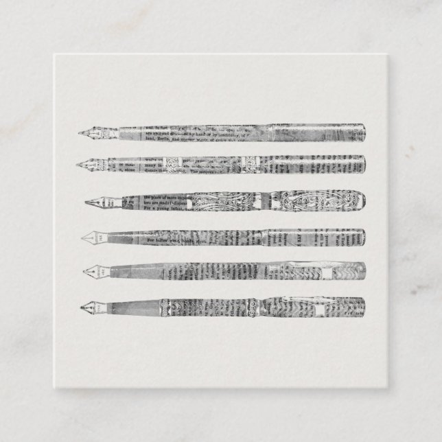 Carte D'accompagnement Illustration de journal vintage Pens (Devant)