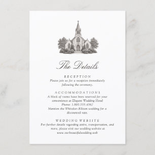 Carte D'accompagnement Illustration d'église Mariage élégant