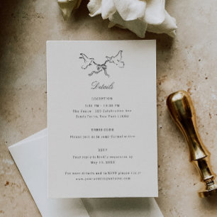 Carte D'accompagnement Illustration Oiseaux Whimsical Détails du Mariage