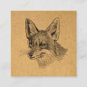 Carte D'accompagnement Illustration Vintage Fox Art animal antique Brown