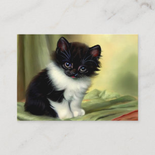Carte D'accompagnement Illustration vintage Tuxedo Kitten