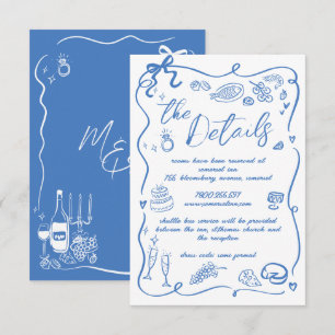 Carte D'accompagnement Illustrations à la main Doodles Détails du Mariage