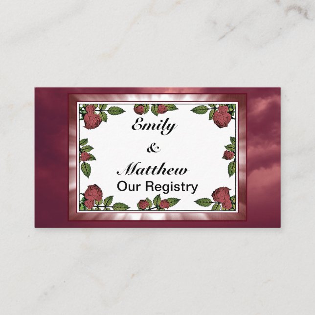 Carte D'accompagnement Image du cadre de roses rouges avec registre de nu (Devant)