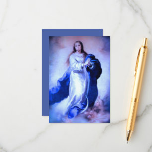 Carte D'accompagnement Immaculée Conception Bleue avec Memorare