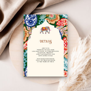 Carte D'accompagnement Indian Folk Art Elephant Cream Détails sur le Mari