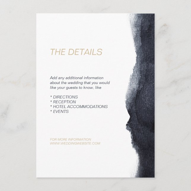 Carte D'accompagnement Indigo aquarelle moderne simple direction mariage (Devant)