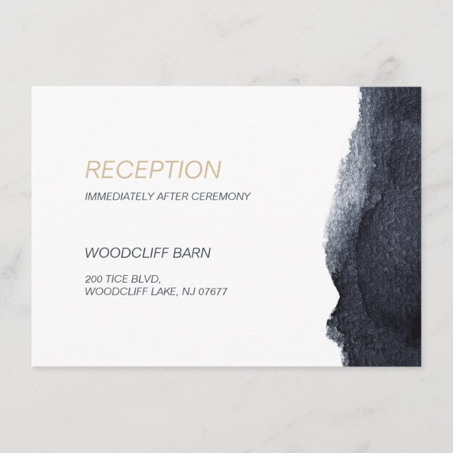 Carte D'accompagnement Indigo aquarelle moderne simple réception de maria (Devant)