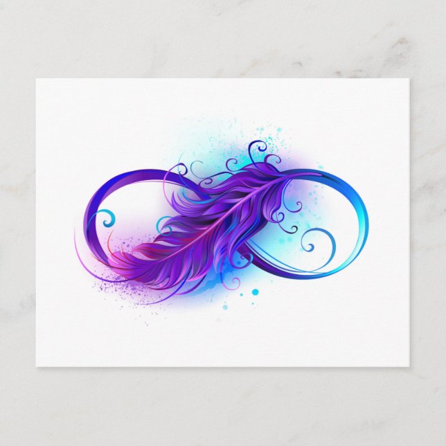 Carte D'accompagnement Infini avec plume violette (Devant)