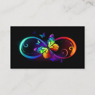 Carte D'accompagnement Infini vibrant avec papillon arc-en-ciel sur noir