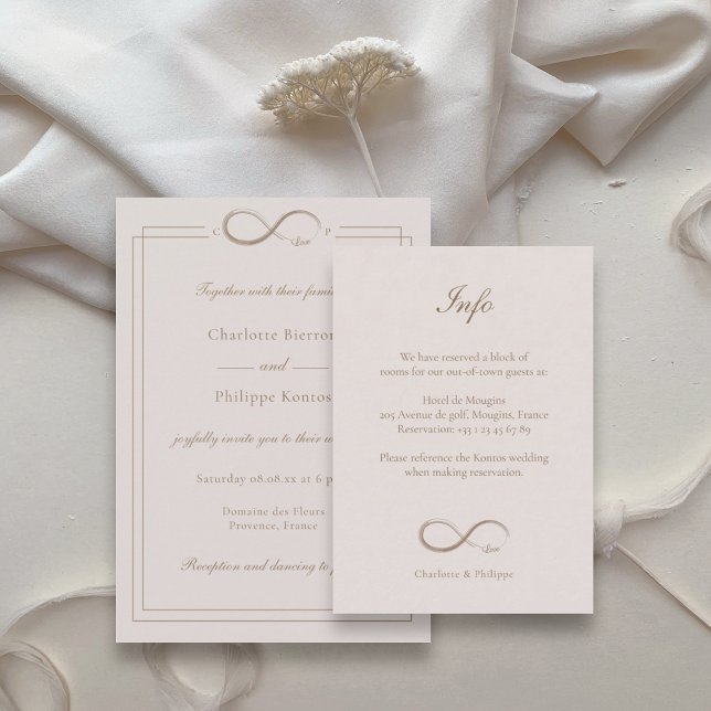 Carte D'accompagnement Infinity Love Light Rose Mariage Informations déta (Créateur téléchargé)