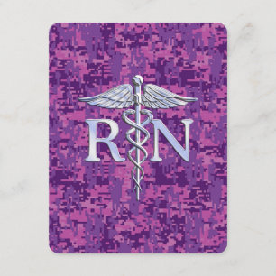 Carte D'accompagnement Infirmière autorisée RN Caduceus sur Camo rose
