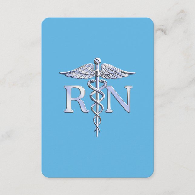 Carte D'accompagnement Infirmière inscrite RN Caduceus sur Baby Blue (Devant)