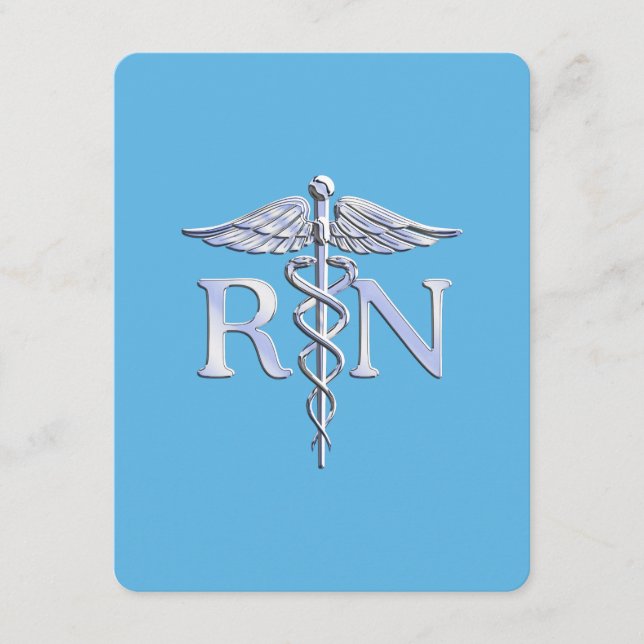 Carte D'accompagnement Infirmière inscrite RN Caduceus sur Baby Blue (Devant)