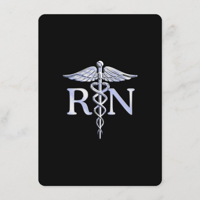 Carte D'accompagnement Infirmière inscrite RN Silver Caduceus en noir (Devant)