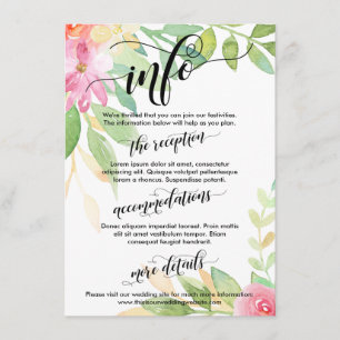 Carte D'accompagnement Info mariage Fleurs aquarelles Elaborer le script