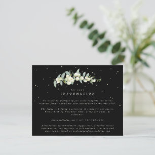 Carte D'accompagnement Info sur le mariage avec Black Snowberry + tige d'