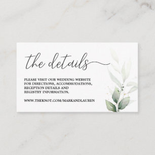 Carte D'accompagnement Info sur le site web du Mariage Simple Greenery